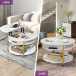 Round Lift Top Coffee Table With Storage - Chic Decora