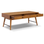 Rowlands 46″ Mid-Century Coffee Table with Storage Drawers and Solid Wood Legs - Chic Decora