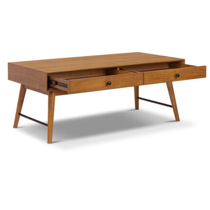 Rowlands 46″ Mid-Century Coffee Table with Storage Drawers and Solid Wood Legs - Chic Decora