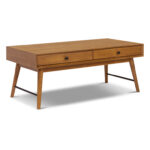 Rowlands 46″ Mid-Century Coffee Table with Storage Drawers and Solid Wood Legs - Chic Decora