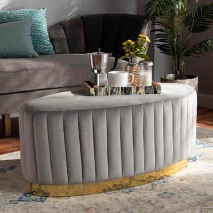 Sabornton Velvet Ottoman - Chic Decora