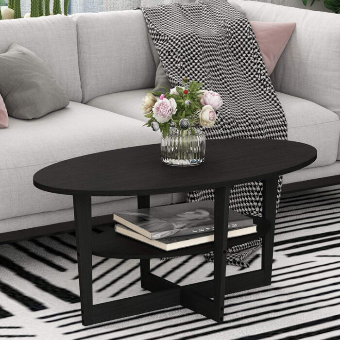 Sled Oval Coffee Table with Storage - Chic Decora