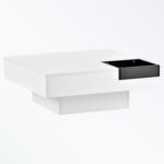 Square Coffee Table with Detachable Tray and Plug-in 16-color LED Strip - Chic Decora