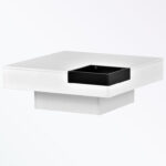 Square Coffee Table with Detachable Tray and Plug-in 16-color LED Strip - Chic Decora