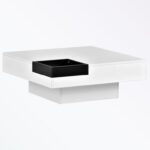 Square Coffee Table with Detachable Tray and Plug-in 16-color LED Strip - Chic Decora