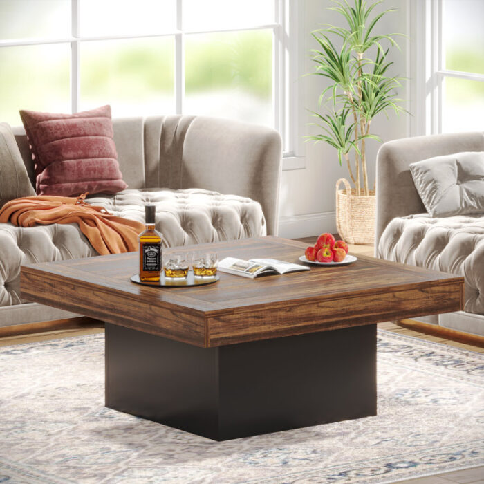 Square LED Coffee Table Farmhouse Coffee Table - Chic Decora