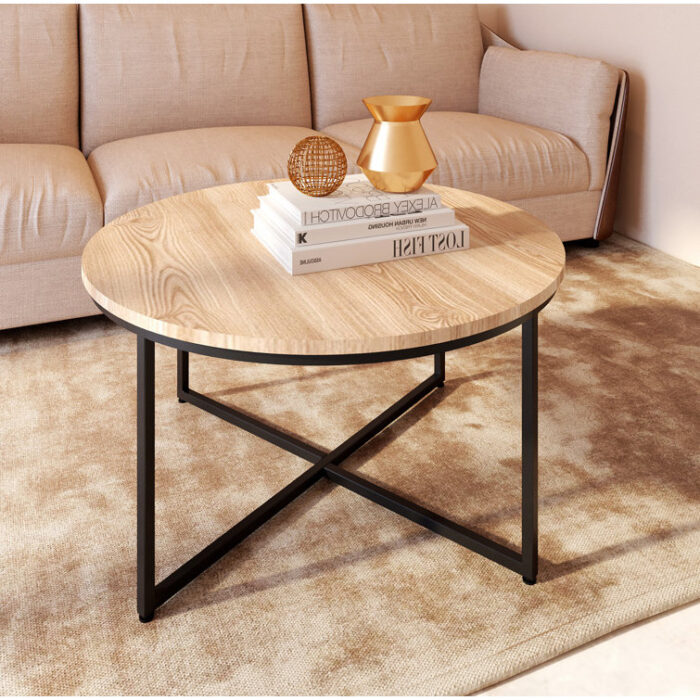 Steuben Cross Legs Round Coffee Table Farmhouse Coffee Table - Chic Decora