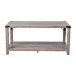 Talmon 2-Tier Coffee Table with Metal Side Braces and Corner Caps - Chic Decora