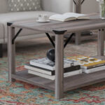 Talmon 2-Tier Coffee Table with Metal Side Braces and Corner Caps - Chic Decora