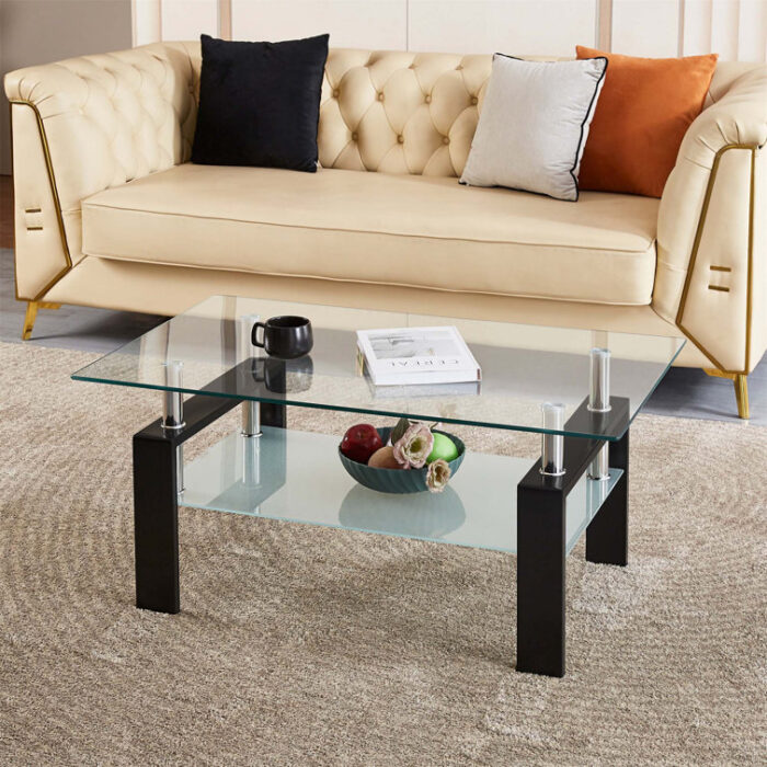 Tempered Clear Glass Coffee Table - Chic Decora