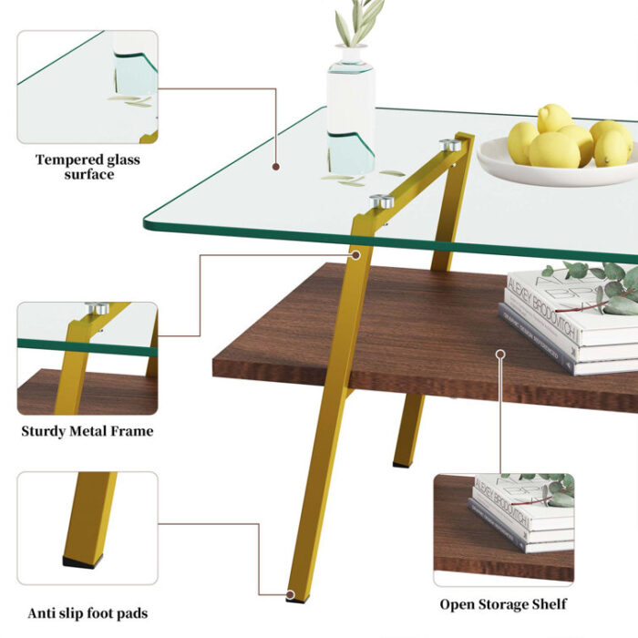 Tempered Glass Tabletop With Metal Legs - Chic Decora