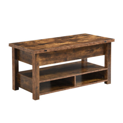 Adisynne Retro Splicing Round Coffee Table with Fir Wood Table Top and Cross Legs Base - Chic Decora