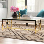 mDesign Long Metal and Glass Top Rectangular Coffee Accent Table - Chic Decora