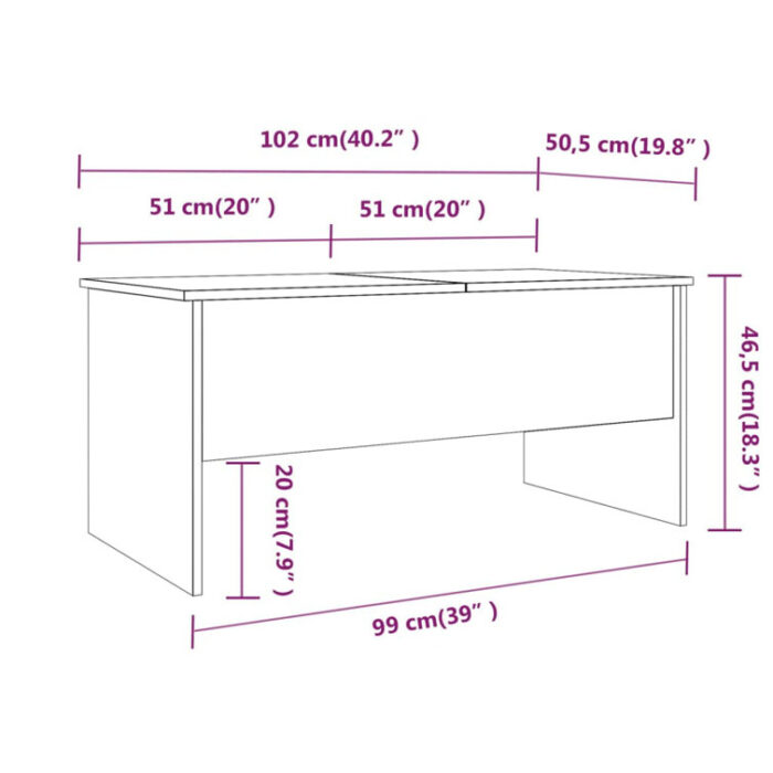 VidaXL Coffee Table Lift Top End Table Accent Side Sofa Table Engineered Wood - Chic Decora