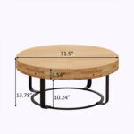 Wooden Carving Pattern Coffee Table with Metal Legs - Chic Decora