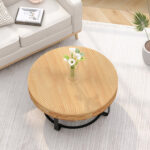 Wooden Carving Pattern Coffee Table with Metal Legs - Chic Decora