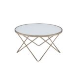 Wycoff 34″ X 34″ X 18″ Frosted Glass Champagne Coffee Table - Chic Decora