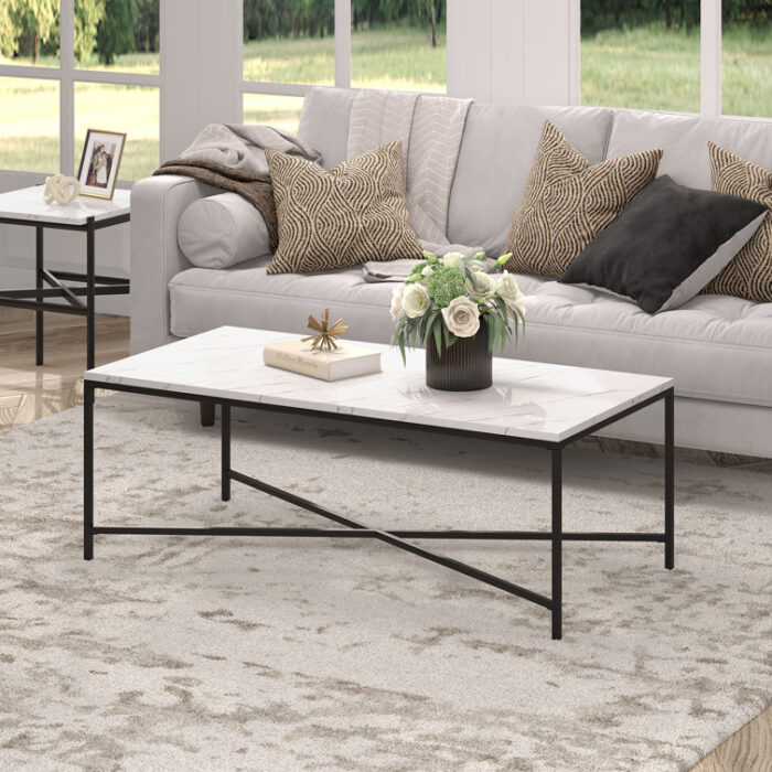 Xane 48″ Steel Coffee Table - Chic Decora