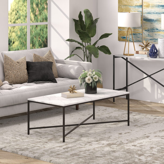 Xane 48″ Steel Coffee Table - Chic Decora