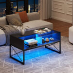 Yoan Coffee Table with Outlets and LED Lights - Chic Decora