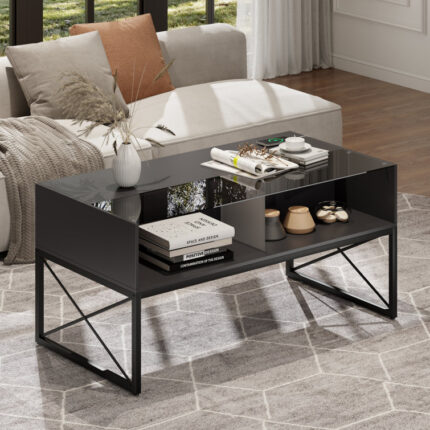 Yoan Coffee Table with Outlets and LED Lights - Chic Decora