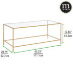 mDesign Metal and Glass Top Rectangle Accent Coffee Table Furniture - Chic Decora