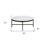 Kambry 36″ Faux Marble And Steel Round Coffee Table - Chic Decora