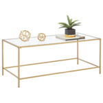 mDesign Metal and Glass Top Rectangle Accent Coffee Table Furniture - Chic Decora