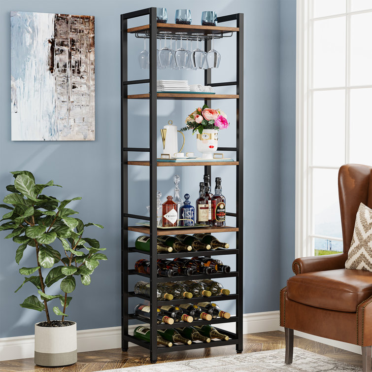 20 Bottle, 9-Tier, Industrial Wine Bar - Chic Decora