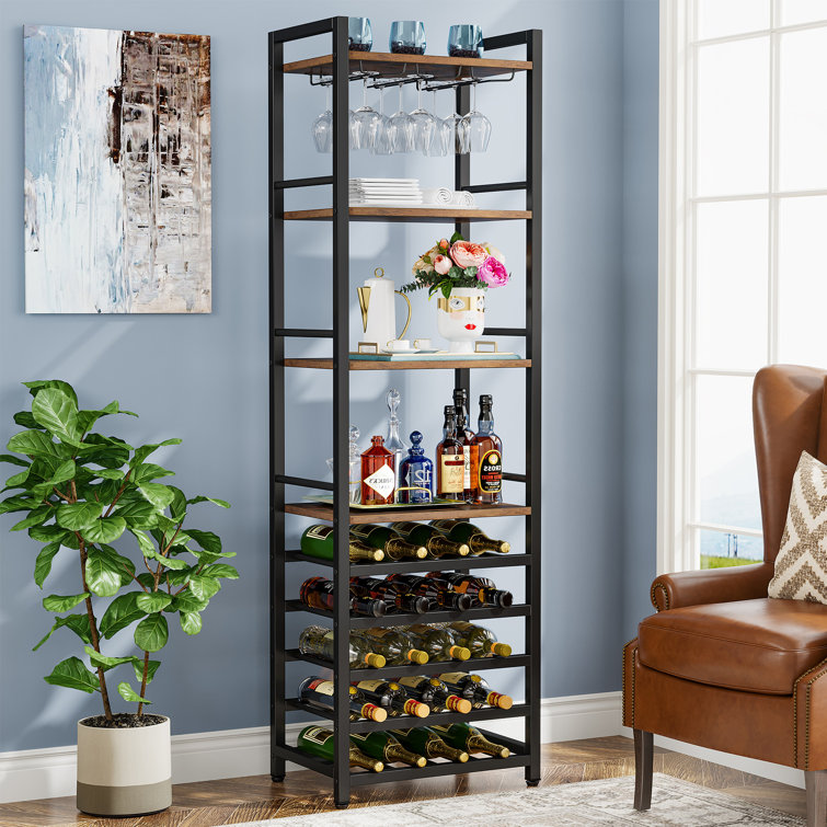 20 Bottle, 9-Tier, Industrial Wine Bar - Chic Decora