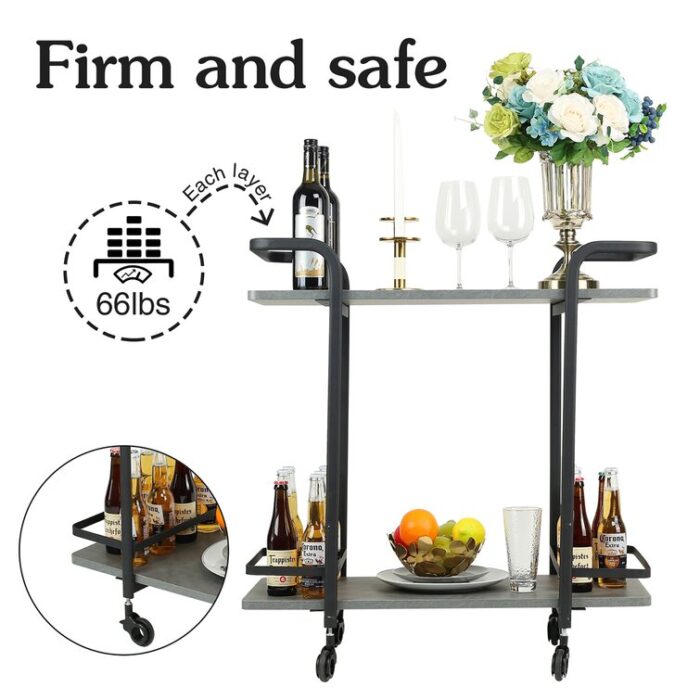 2 Tier Wine Bar Cart - Chic Decora