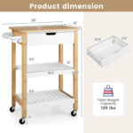 3-Tier Kitchen Island Cart Rolling Service Trolley With Bamboo Top - Chic Decora