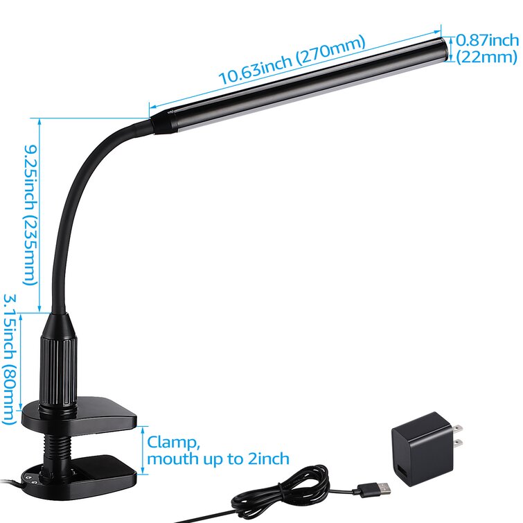 Adjustable Integrated LED Dimmable Desk Lamp with USB&Outlet Eye-Caring Table Light Touch Control - Chic Decora