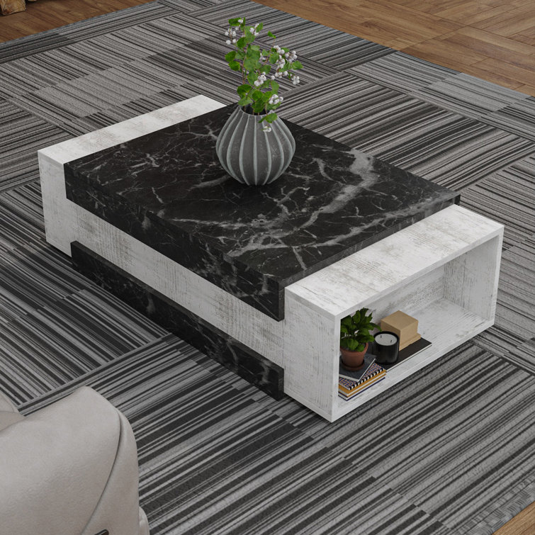 Aksha Floor Shelf Coffee Table with Storage - Chic Decora