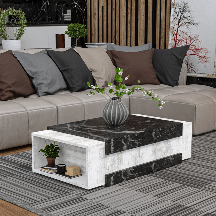 Aksha Floor Shelf Coffee Table with Storage - Chic Decora