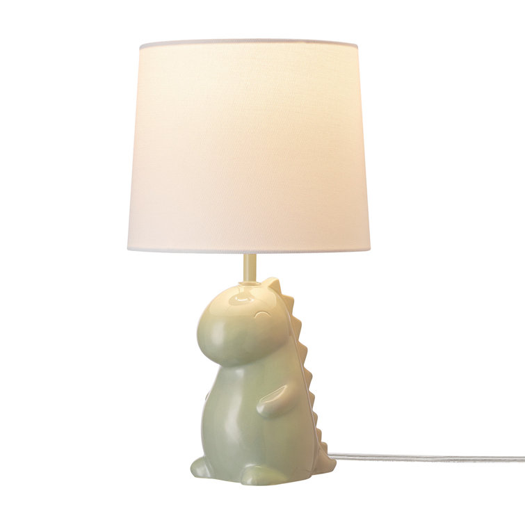 Albertice 16″ Green Dinosaur Ceramic Table Lamp with White Cotton Shade - Chic Decora