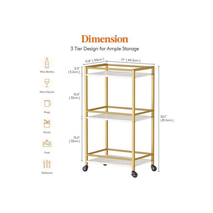 Alrita Metal Bar Cart - Chic Decora