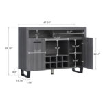 Amoncourt 47” Bar Cabinet with Wine and Glass Rack - Chic Decora