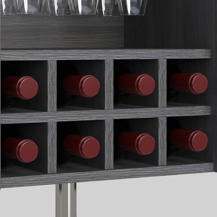 Amoncourt 47” Bar Cabinet with Wine and Glass Rack - Chic Decora