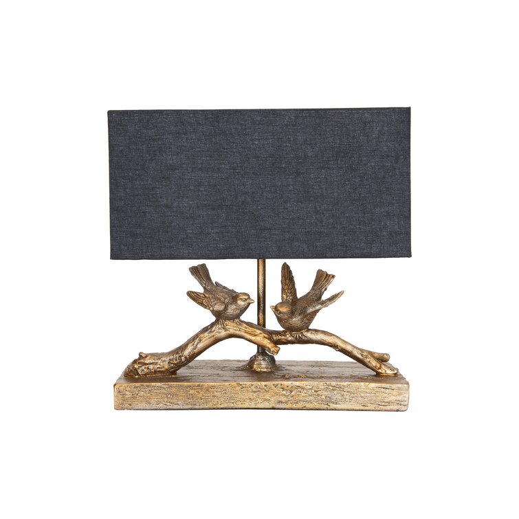 Aous Rustic Resin Bird Lamp with Rectangle Shade - Chic Decora