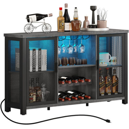 Balbur 55.5″ Bar Cabinet with LED Lights - Chic Decora