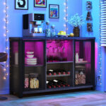 Balbur 55.5″ Bar Cabinet with LED Lights - Chic Decora