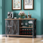 Bluffton Wine Bar Cabinet for Glasses, Sideboard with Doors - Chic Decora