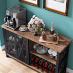 Bluffton Wine Bar Cabinet for Glasses, Sideboard with Doors - Chic Decora