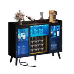 Brevan 53″ Wine Bar Cabinet with Power Outlets & LED Lights - Chic Decora