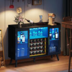 Brevan 53″ Wine Bar Cabinet with Power Outlets & LED Lights - Chic Decora