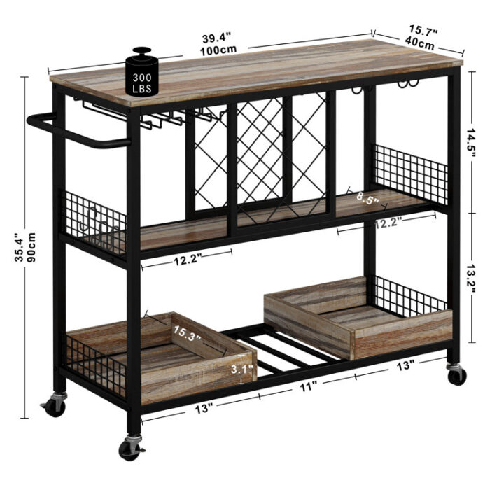 Briken Metal Bar Cart - Chic Decora