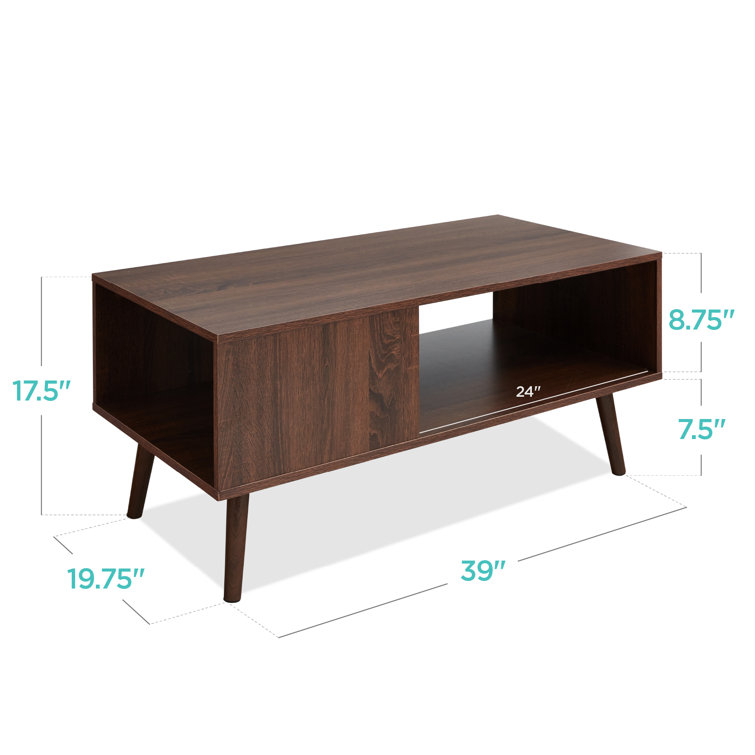 Camaury Wooden Mid-Century Modern Coffee Accent Table Furniture W/ Open Storage Shelf - Chic Decora