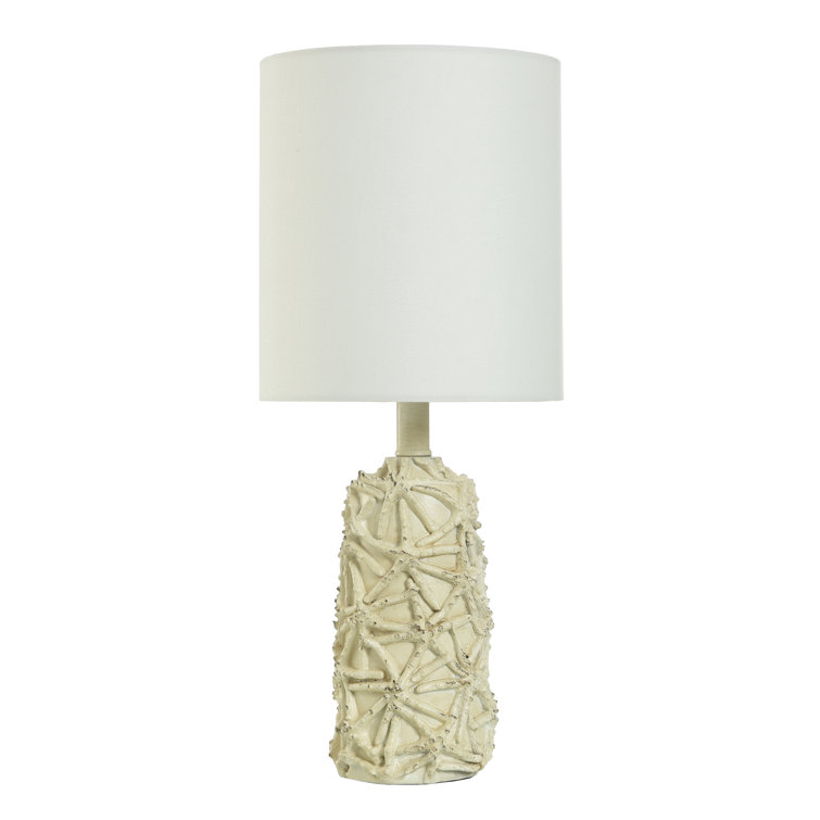 Casper Old Cream Distressed Mini Table Lamp – White Shade - Chic Decora