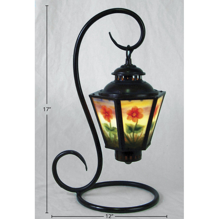 Cayenna Reverse Painted Floral Coach 17″ Arched Table Lamp - Chic Decora